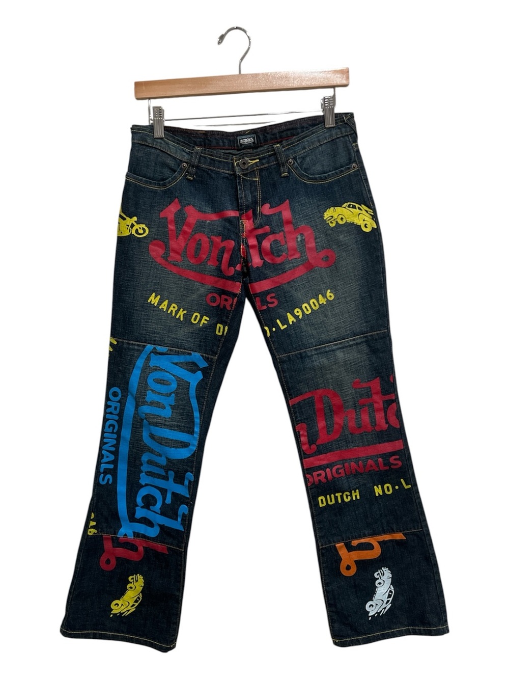 Y2K Von Dutch Graphic Flare Jeans Low Rise McBling Size 29